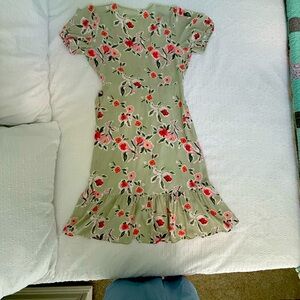 LC Lauren Conrad Red and Green Ruffled Tiered Midi Dress